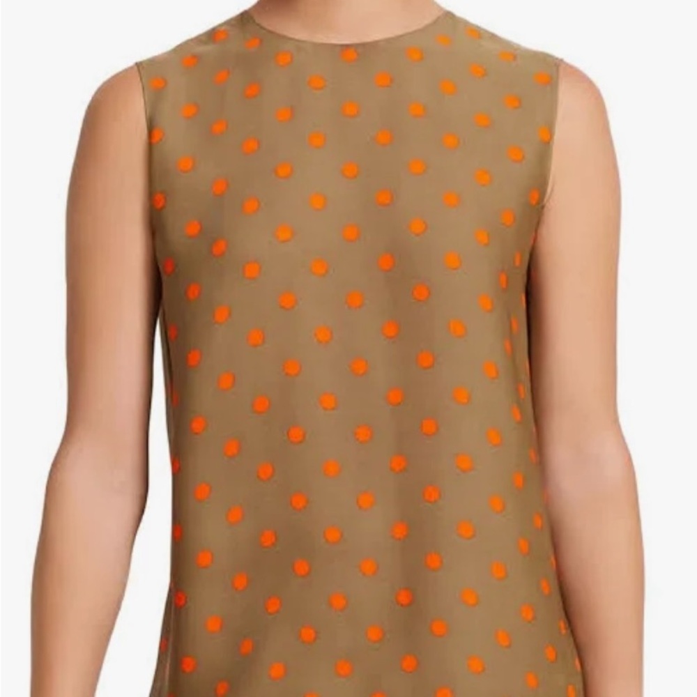 Polka Dot Sleeveless Top and Pullup Pants - Brown and Orange